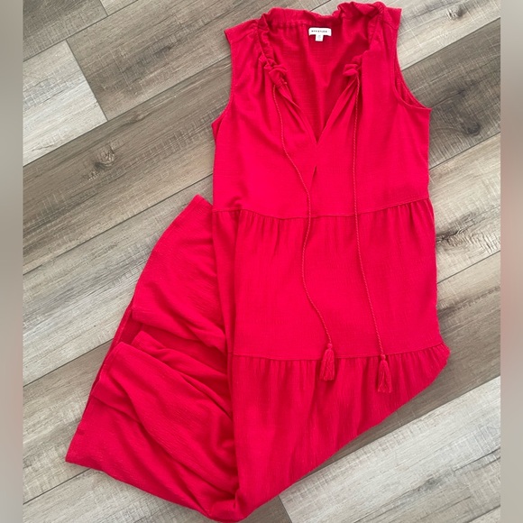 Max Studio Sleeveless Red Tiered Dress sz XS - Flowy Maxi Tiered Ruffle Dress - Picture 3 of 11